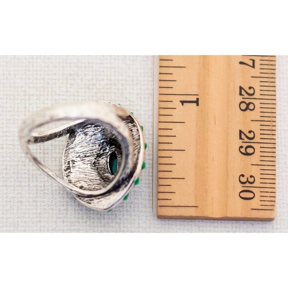 Vintage Emerald Bloom Silver Ring Size 9 1/2 -T1 - Picture 3 of 3